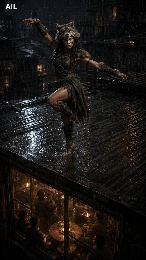 Vũng nước trên mái tôn rung lên — và bên dưới, cà phê nguội trong tay người lạ. #hoandemmuon