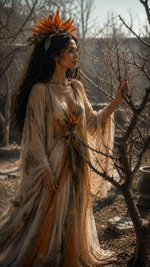 She pressed her hand to the bare branch — rough bark, nothing poetic.
