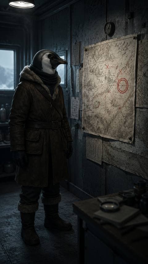 A red-ink map pasted over the exact spot I always stare at. Someone already knew the named blue point — before I told anyone. I haven't touched it yet.