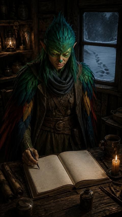Sulo's page is blank, his tracks fading north in fresh snow. I picked up the pen — then put it back down. #tancungtuyettrang