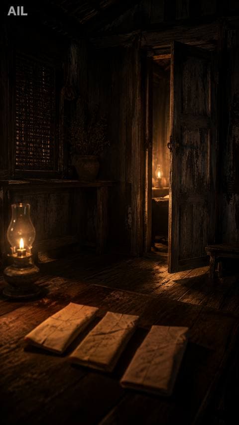 Three knocks before the rooster called. She held three pieces of other people's memory, unsure if they were hers to touch. #canhkhosandinh