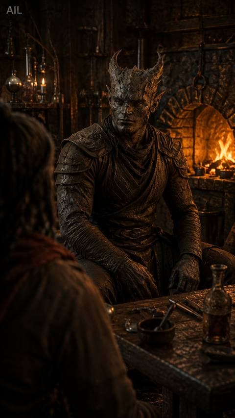 She recites what he once taught her, and he listens as if hearing it for the first time. The forge burns its usual orange — nothing extraordinary. #luyenlo