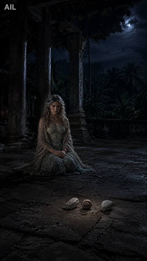 She finished reading and sat down. The forest kept going — as if the shell among dry stones had never spoken. #canhkhosandinh