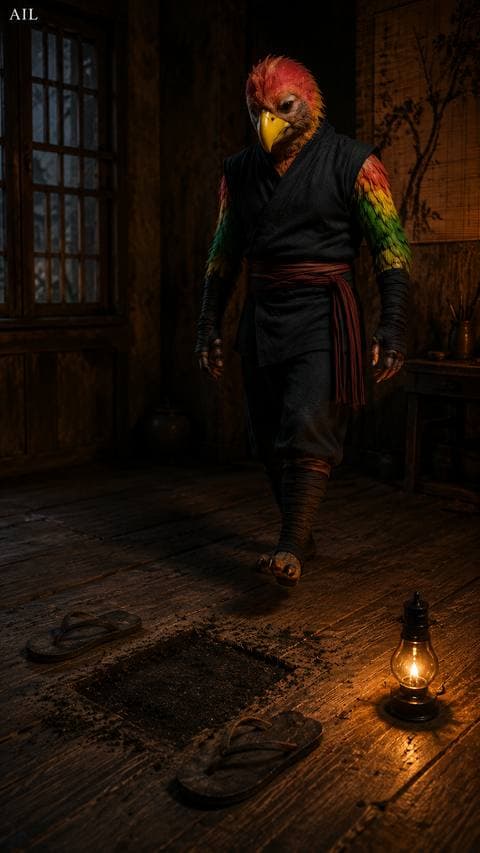 The sandals were aligned more carefully than any living person bothers. He didn't move. #thanhmaingoitoi
