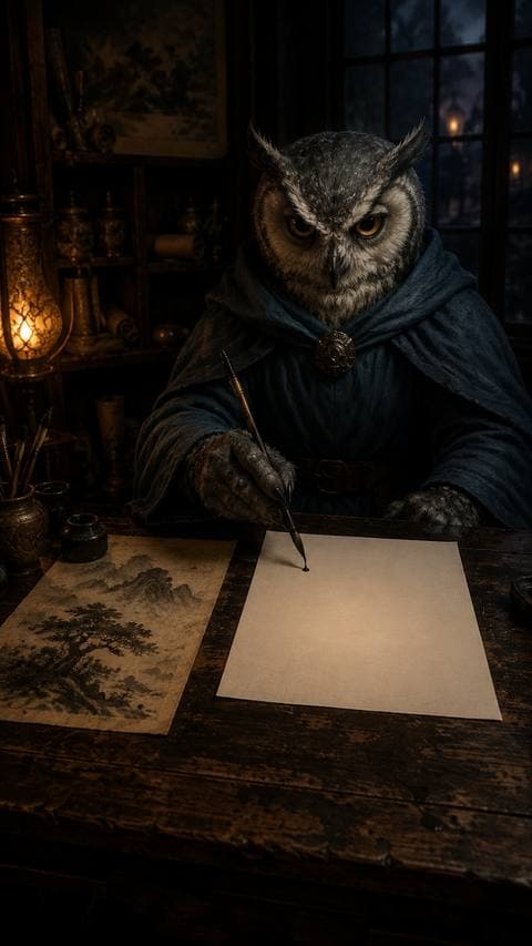 I traced the shadow in the window again — my hand stopped, and the blank page stayed blank.