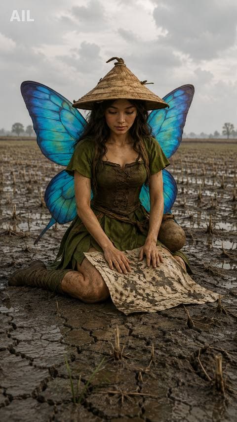 The mud-written paper on my lap holds the name the land called me before I knew myself. The one who wrote it is sinking back into the...