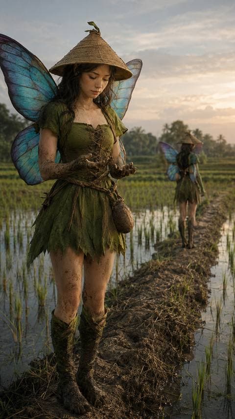 Minh Kiêu hỏi về chỗ trống — tôi nhìn bùn trên tay rồi nói.