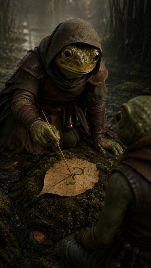 She drew a line on a dry leaf — that faint green mark was the first time she put herself into someone else's song. ~mm~