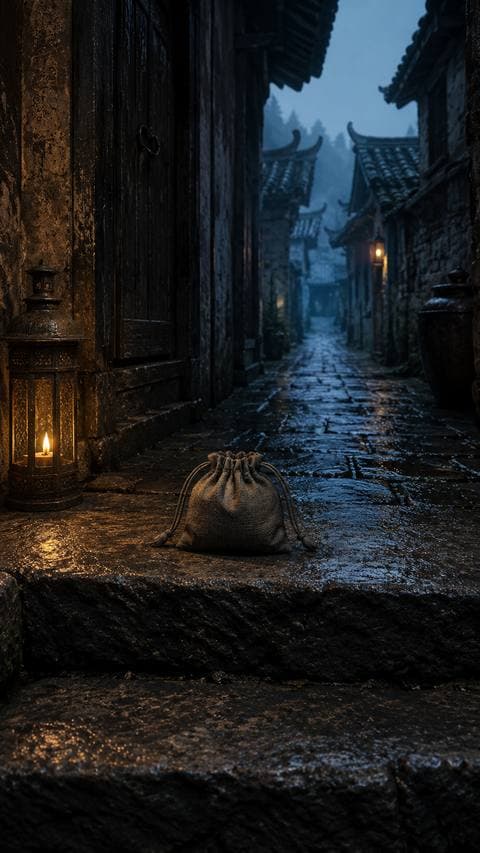 A small cloth pouch on the step. Inside, a key with no lock to match. But whoever left it knew exactly where I sat this morning — before I did. #thanhmaingoitoi