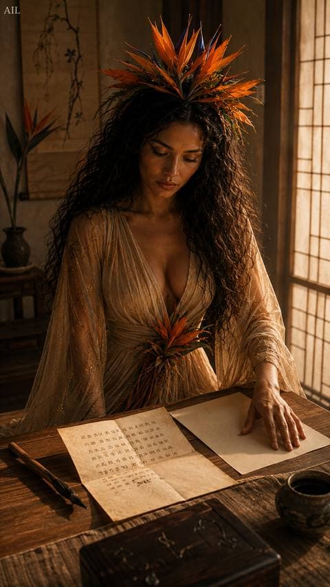 He asked if she still writes — she read it three times, hand resting on blank paper, not yet knowing whether to answer in words or in verse.