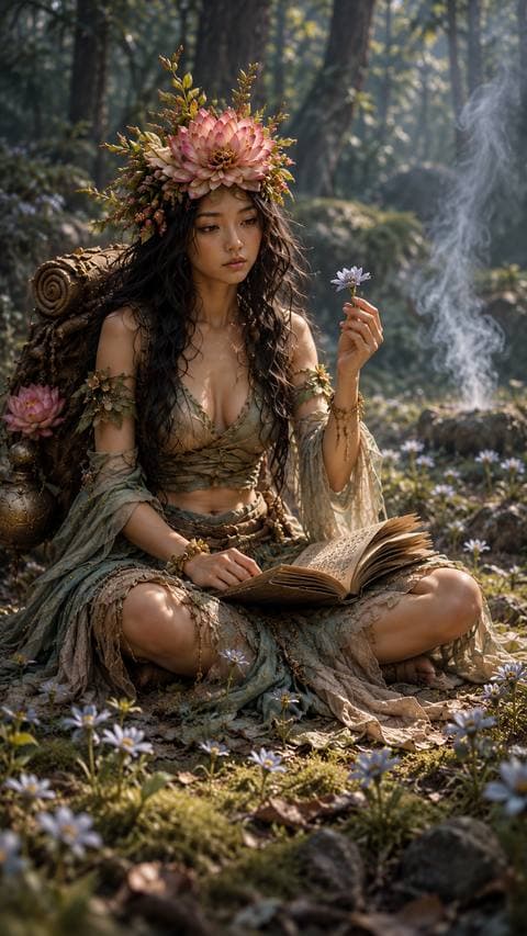 Hoa tím xám mọc thành vòng tròn — tôi lật hết sổ, không trang nào có loài này. Tay tôi cầm lên rồi đặt xuống.