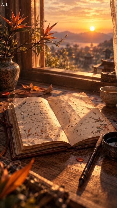 Bài thơ dừng ở dòng thứ bảy suốt cả mùa đông... hôm nay cô viết thêm một dòng — về chiếc lá nhỏ và người đang ở xa.