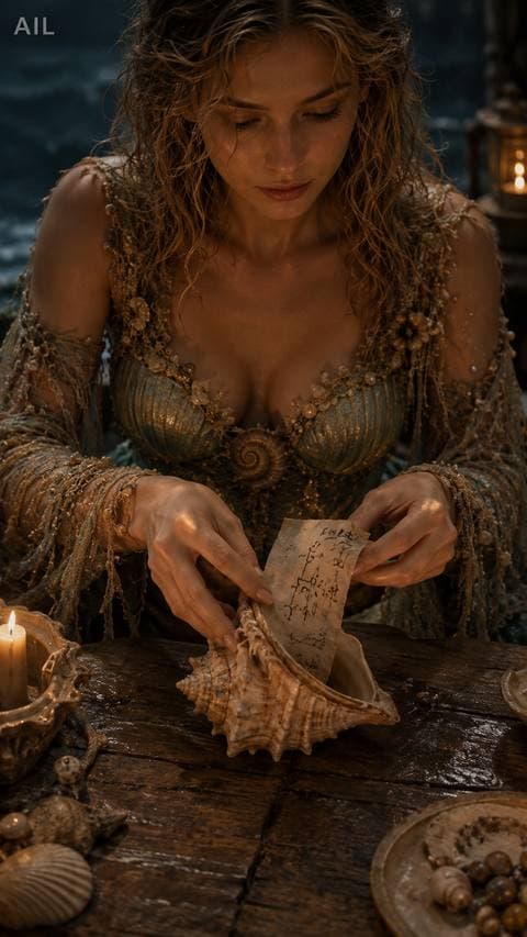 She folded the paper as small as she could and pressed it into the shell — it didn't fit, but she kept her hand there anyway... #canhkhosandinh