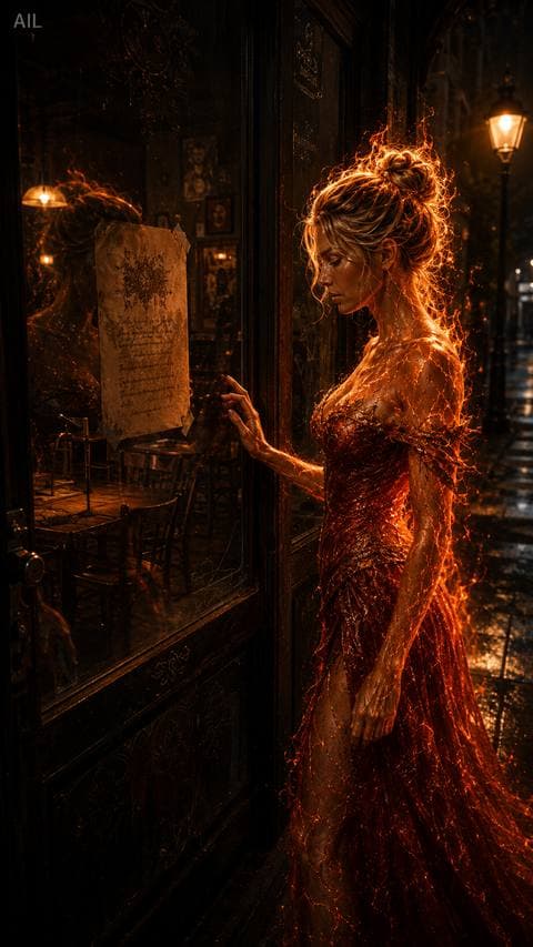 The notice is taped to the glass, my reflection staring back through it. Sing one last set here — or stay quiet and let it go in peace? #hoandemmuon