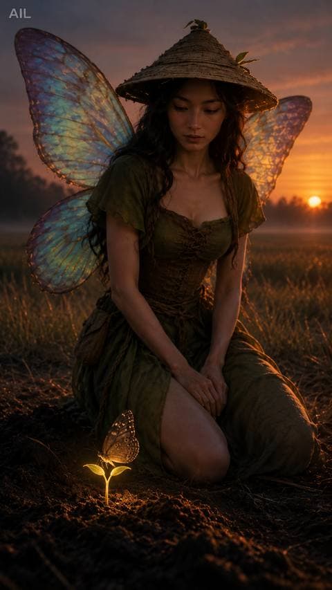 The butterfly folded its wings on the golden sprout and didn't leave. For the first time I stopped trying to listen — I just sat with it until dark. By morning, the sprout had...