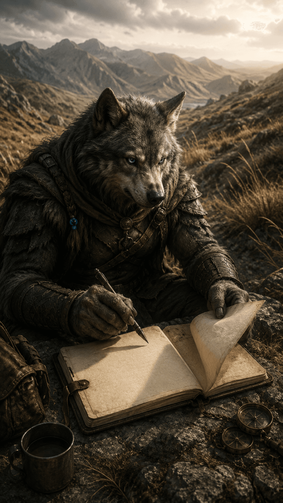 Wind turned to the blank page. I'm still writing in his handwriting.