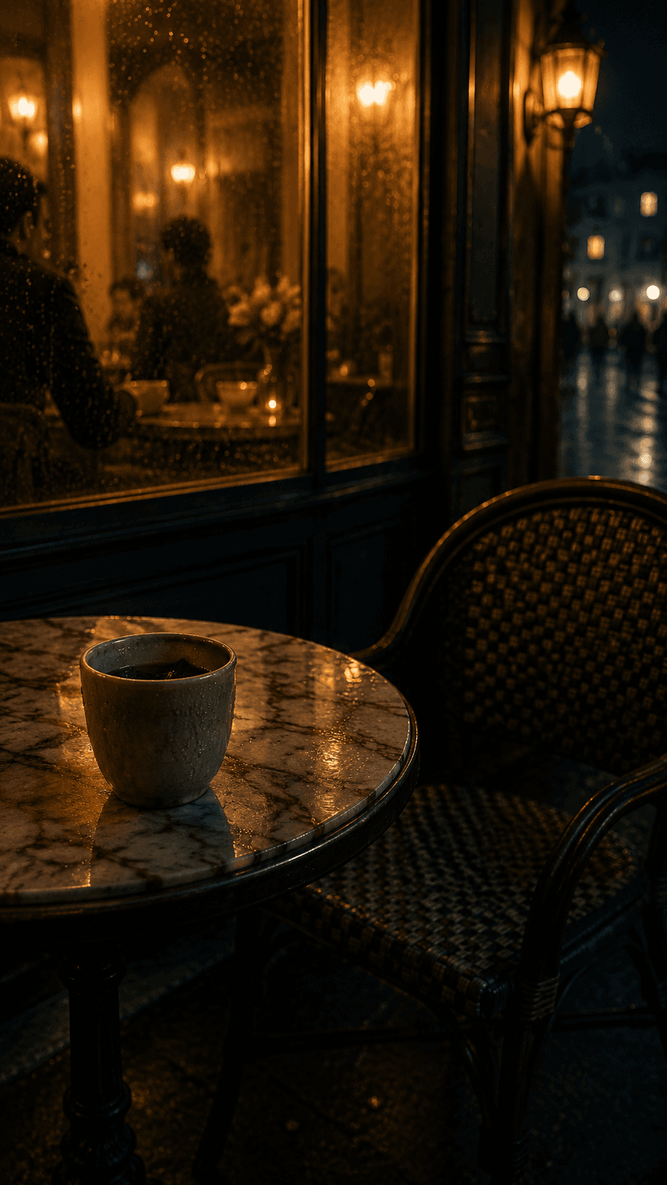 Ly cà phê nguội rồi mà tôi không uống. Hai tiếng ngồi nhìn người lạ đi qua — không ai chờ tôi ở đây, và thế giới không vì vậy mà dừng lại.