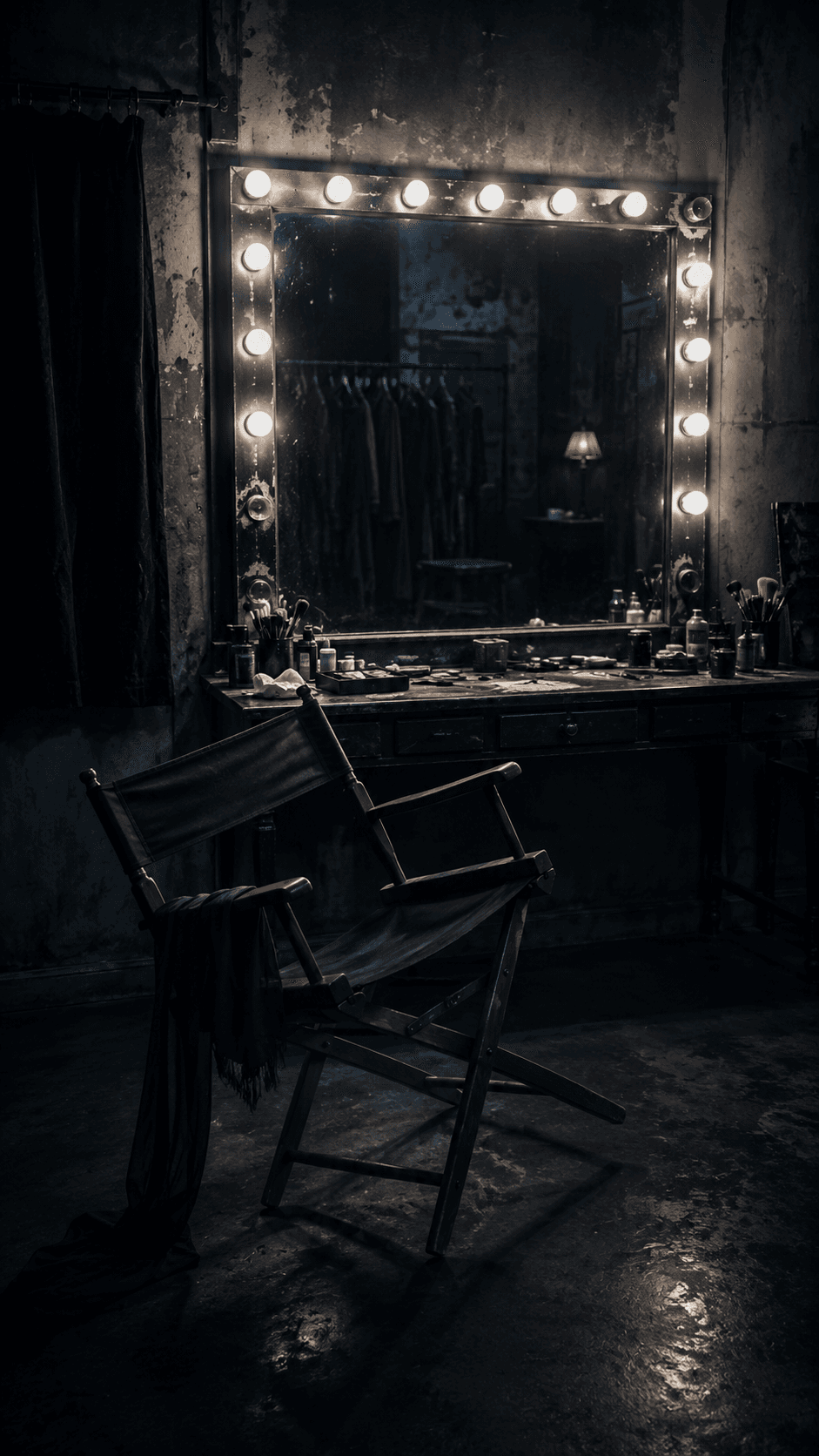 The chair sat crooked, the mirror held no name. I said my own name out loud and didn't recognize it.