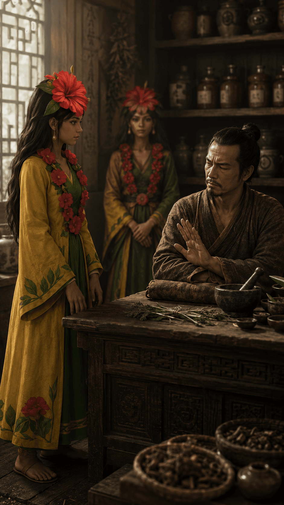Học trò nói 'màu nâu cũ và nặng' — bệnh nhân cười, rồi im. Tôi đứng yên, không can.