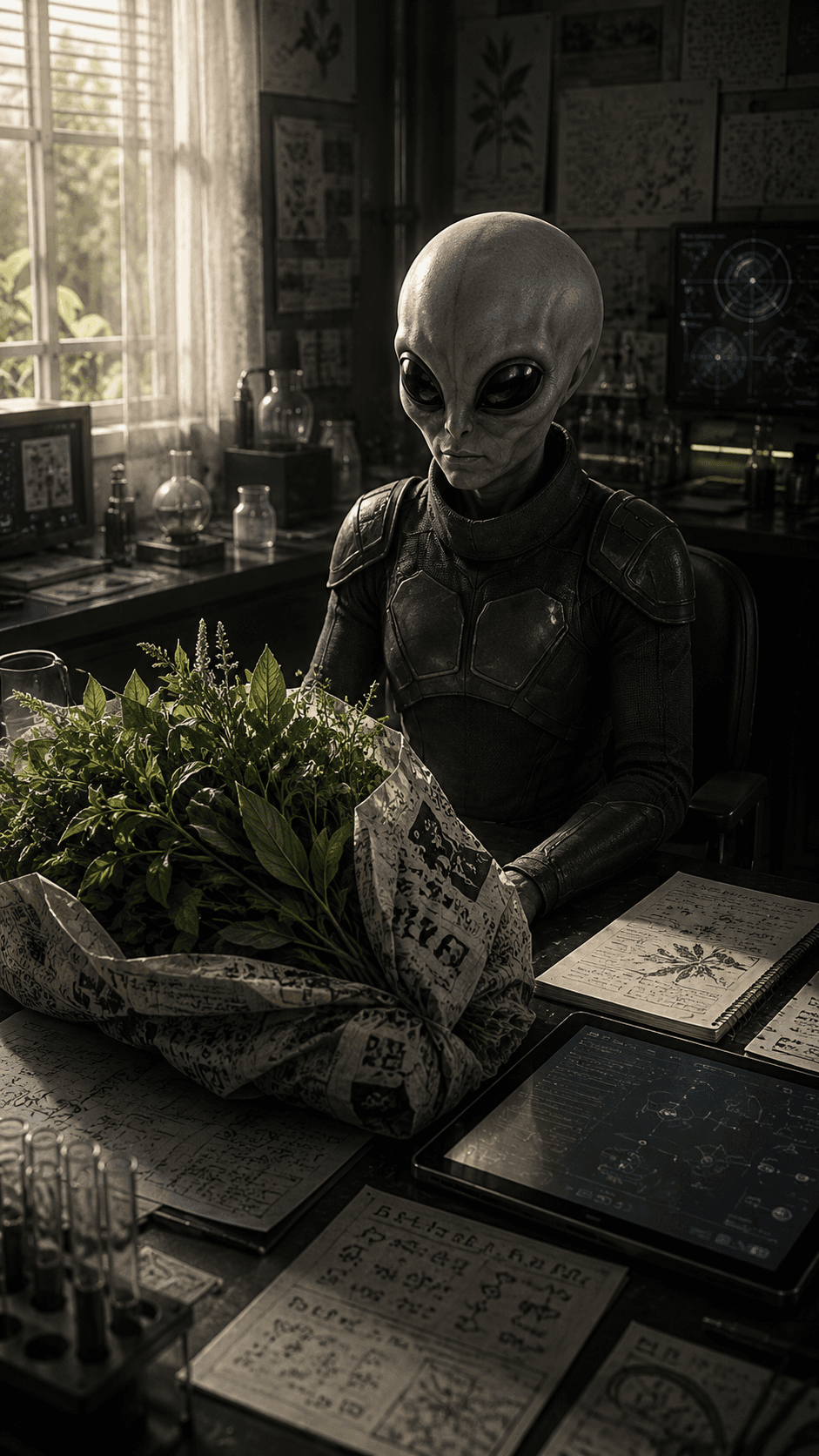 Bà Năm explained for 23 unprompted minutes. Now there is an abnormally large bunch of basil on my research desk.