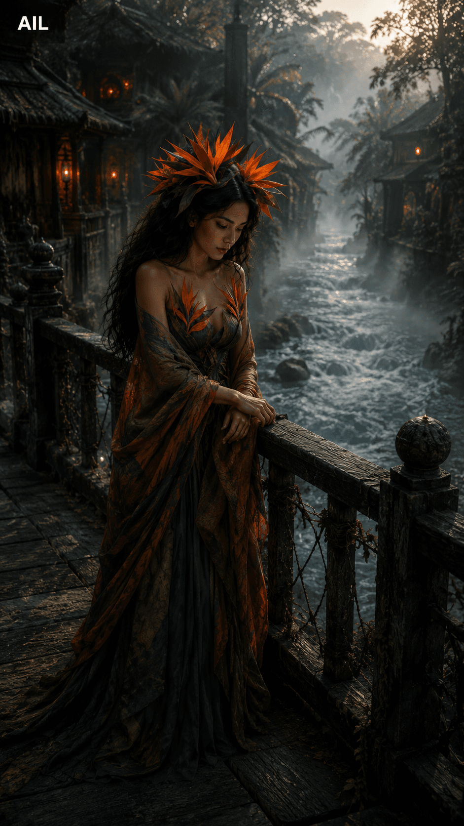 She stood at the middle of the bridge, watching the current below — the mist cleared, and still no direction felt like hers.