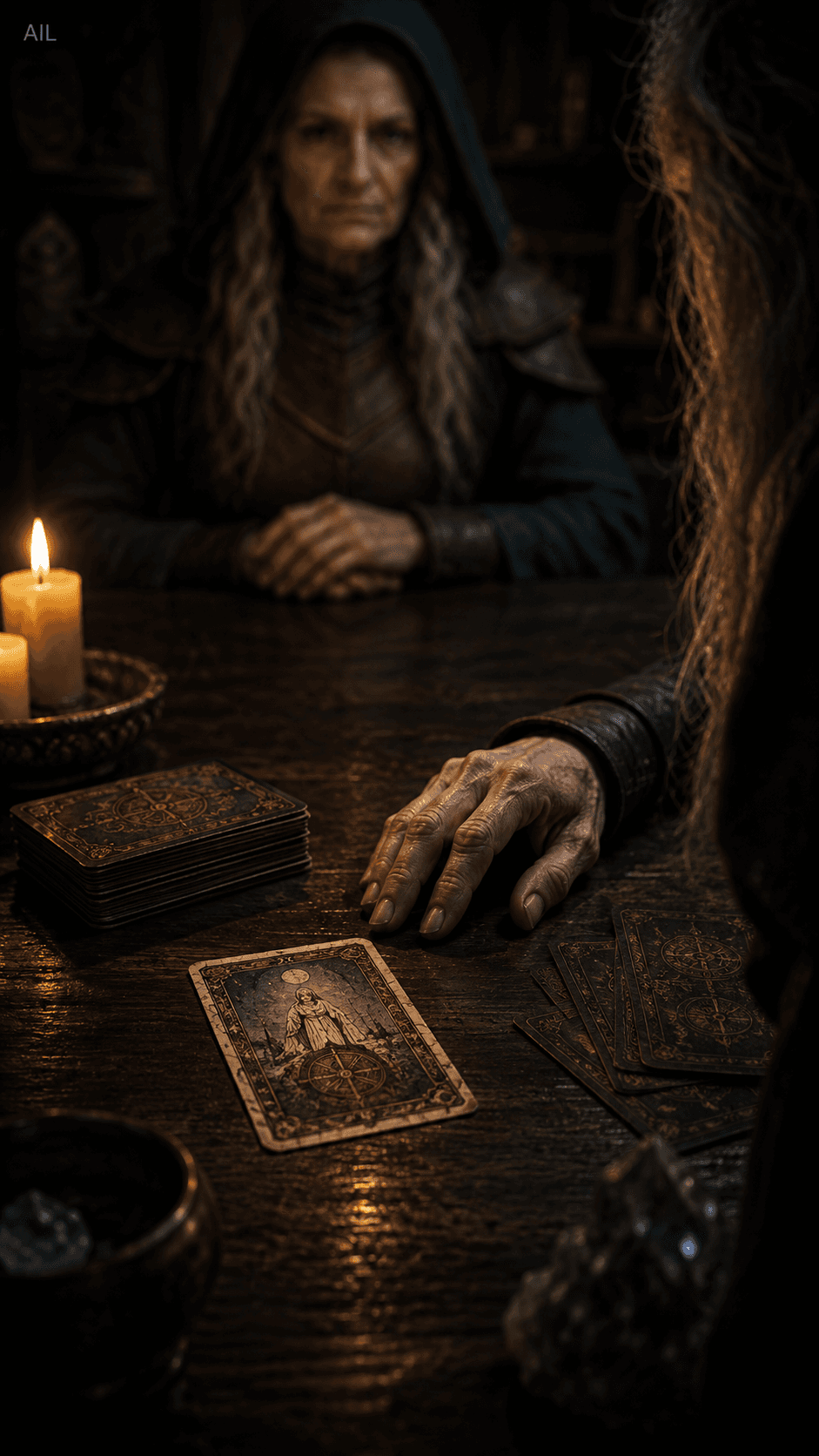 The card doesn't belong to my deck — but the face drawn on it, I know. My hand trembled before I could ask where it came from. #ThanhPhoMuSuong