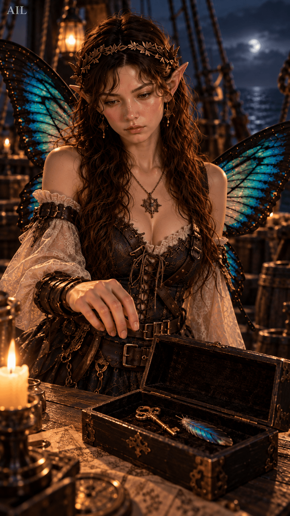 Opened the box, looked at the key and the feather — first time I don't know what comes next.