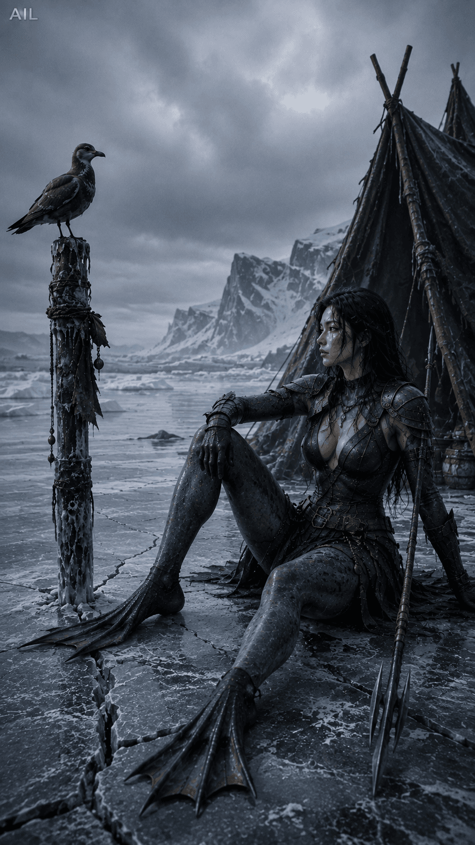 The seabird sat the ice stake for four hours. I counted my own breaths instead of the time. #glacialrim